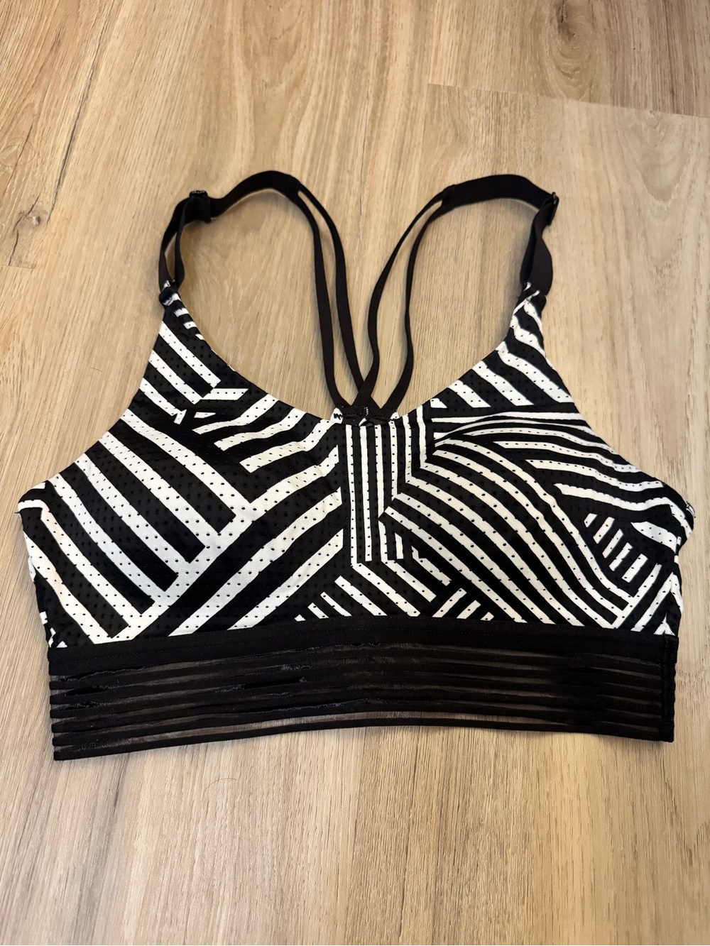 Victoria's Secret Victoria Sport Black and White Striped Sports Bra 34B